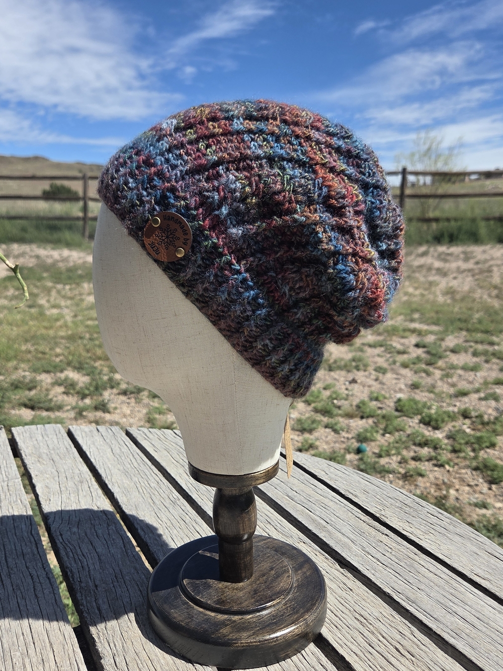 Artisan Handmade Wool Blend Cable Crochet "Autumn Hike" Unisex Slouchy Beanie